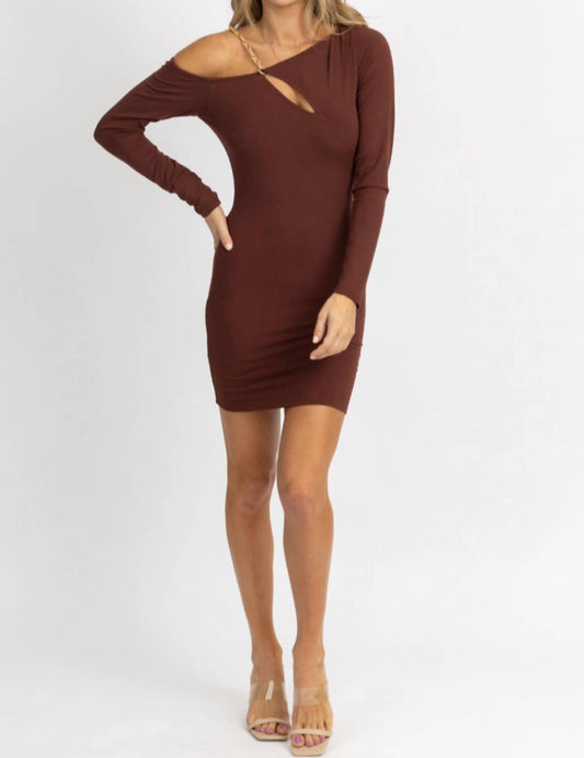 ASYMMETRICAL CHAIN TRIM MINI DRESS