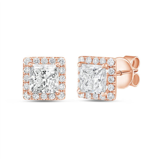 Diana M Jewels - Women's Princess Lab-Grown Diamond Stud Earrings (7.00 Ct) - Elegant