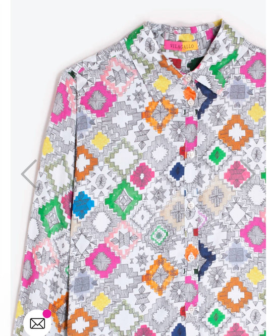 Vilagallo - Women's Multicoloured Ikat Shirt