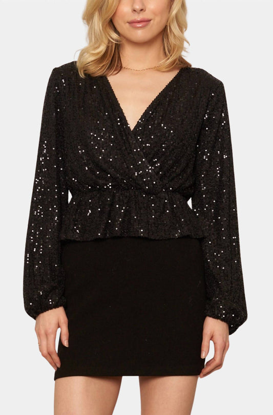 En Creme - Sequin Peplum Top