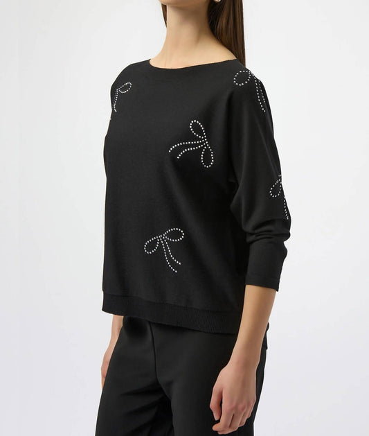 Joseph Ribkoff - Bow Embellished Sweater Top