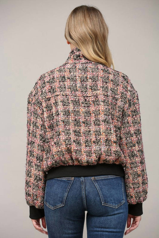 Fate - Pocketed Tweed Bomber Jacket