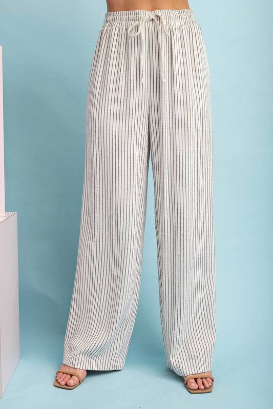 Ee:Some - Pinstriped Drawstring Pants