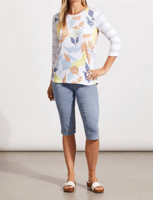 Tribal - Three Quarter Sleeve Mixed Print Top