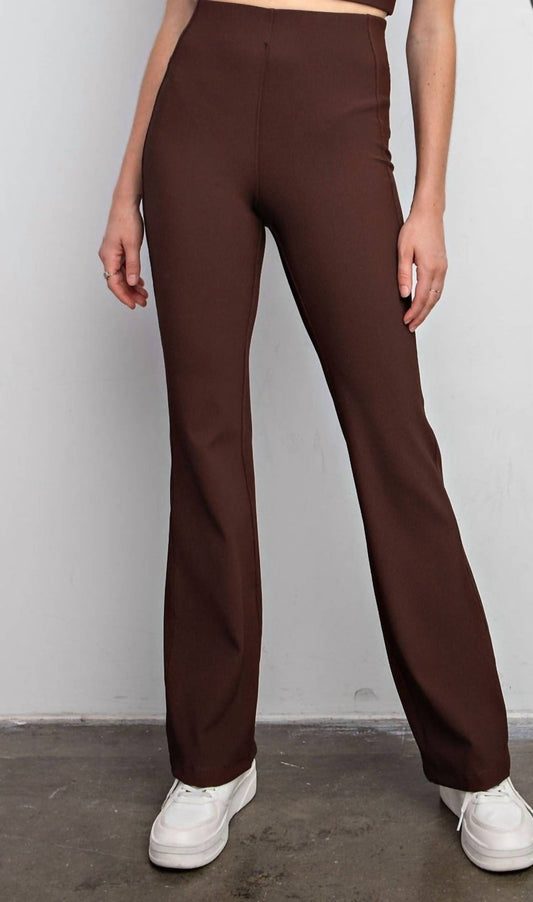 Rae Mode - Nylon Rib Brown Pintuck Pants