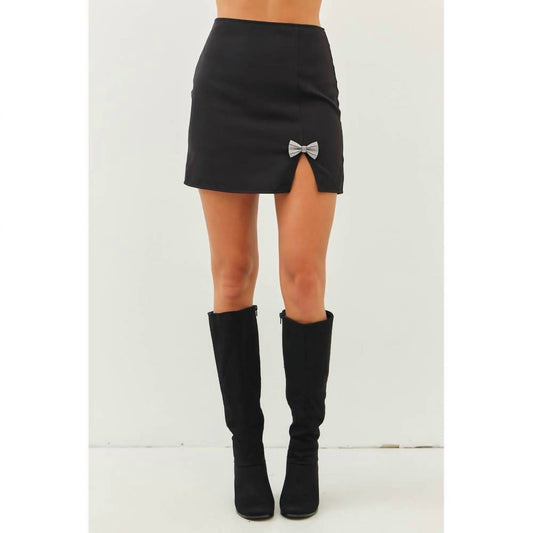 Mainstrip - Side Rhinestone Trim Detail Mini Skirt