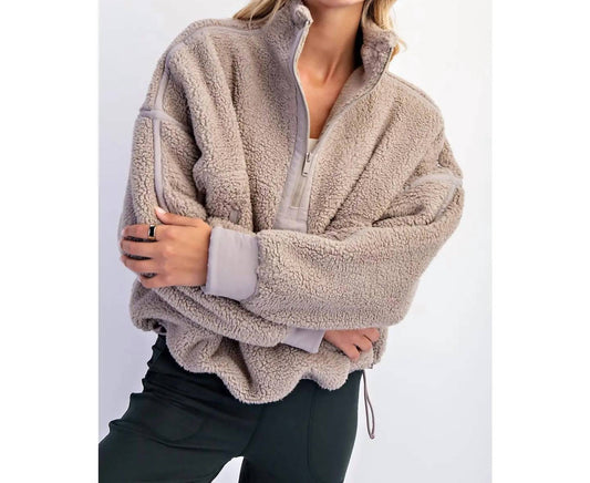 Rae Mode - Sherpa Mock Neck Quarter Zip Jacket