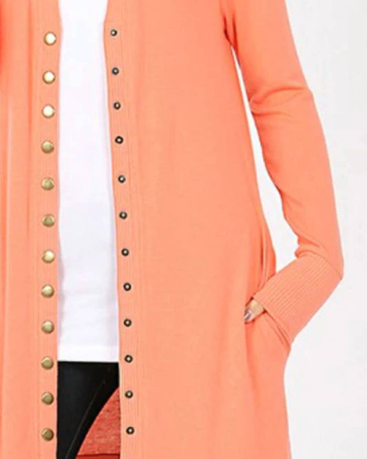 Zenana - Full Sleeve Long Snap Cardigan