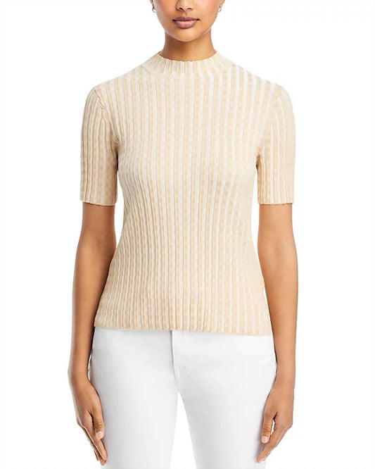 Lafayette 148 - Gingham Matte Crepe Short Sleeve Sweater