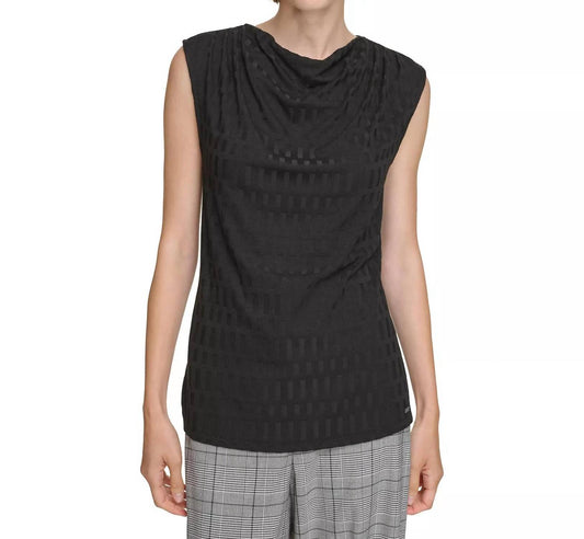 Calvin Klein - Jacquard Cowl-neck Sleeveless Top