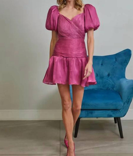 Fate - Carrington Metallic Puff Sleeve Dress