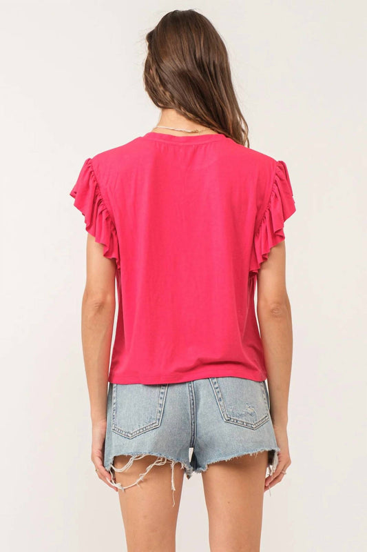 Another Love - Sonny Hibiscus Flutter Sleeve Top