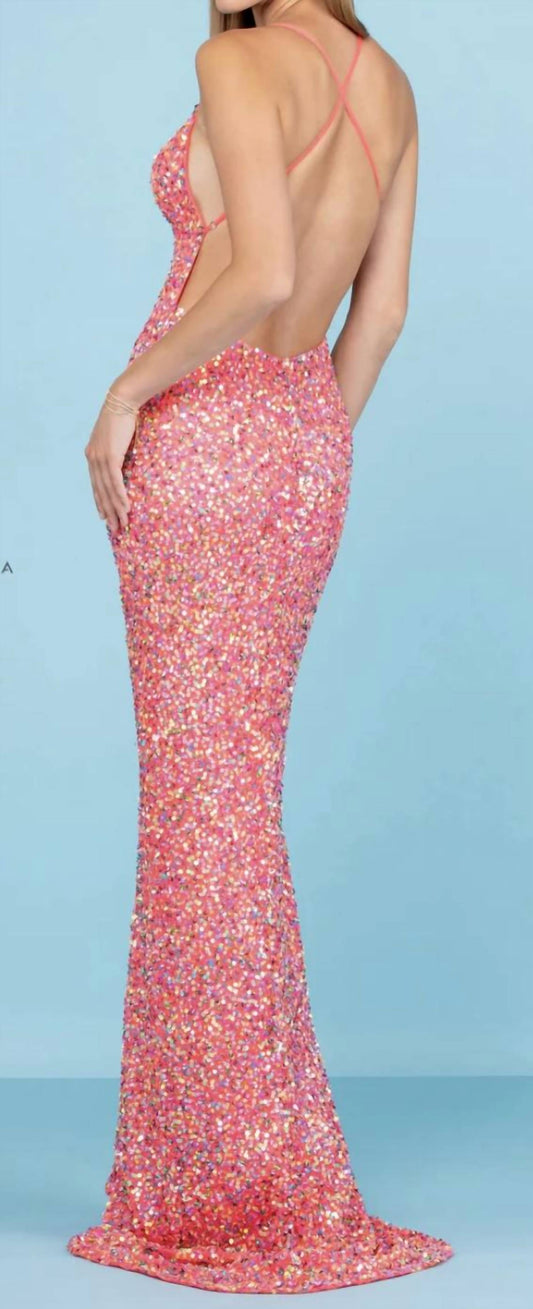 Scala - Sequin gown with criss cross back