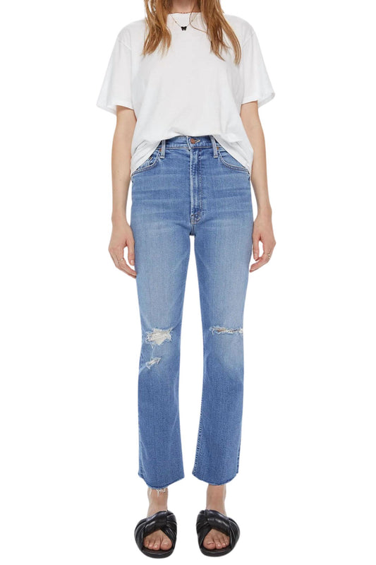 Mother - High Waist Rider Ankle Fray