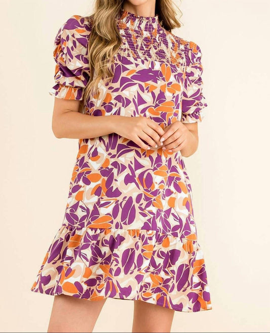 Thml - Leaf Print Short Sleeve Smock Dress