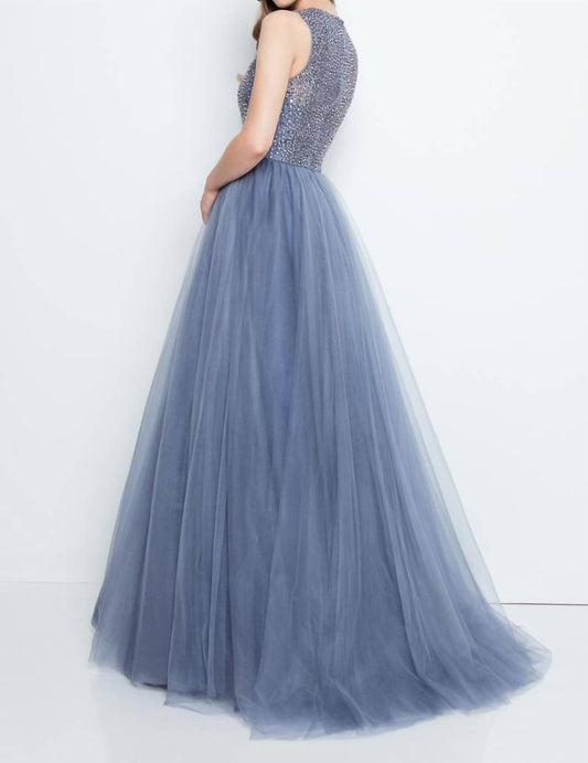 Terani Couture - Sleeveless V-neck Tulle Prom Ball Gown