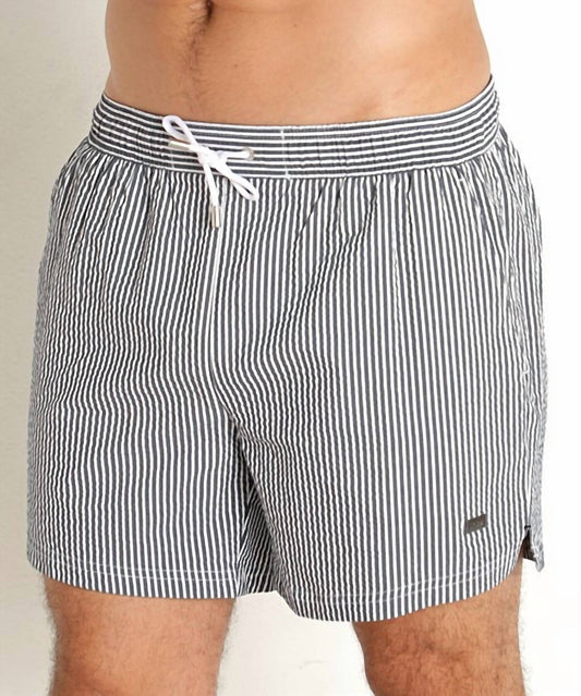 Hugo Boss - Velvetfish Striped Seersucker Swim Trunks