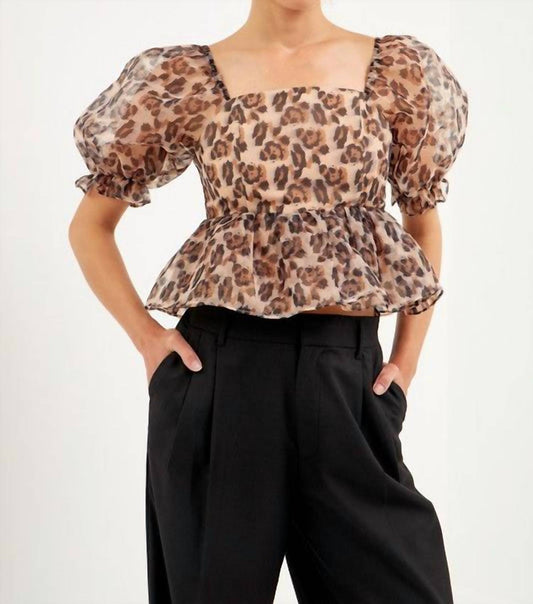 Endless Rose - Estella Leopard Puff Sleeve Top