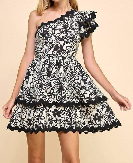 Tcec - Evening Blooms One Shoulder Tiered Dress