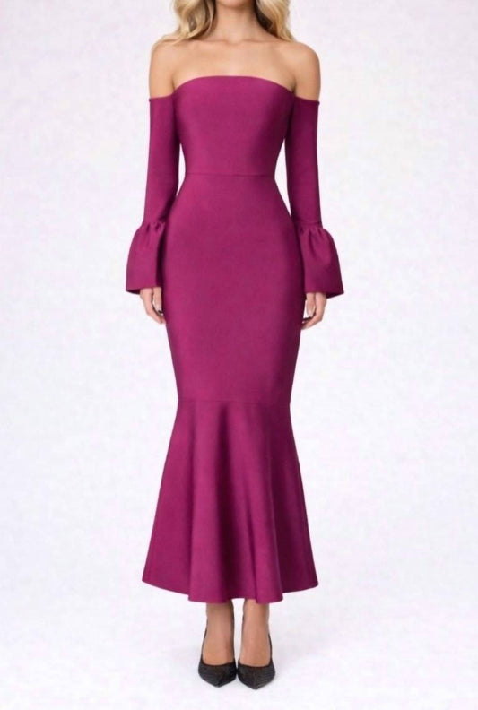 Elliatt - Ella Off-shoulder Bell Sleeve Gown