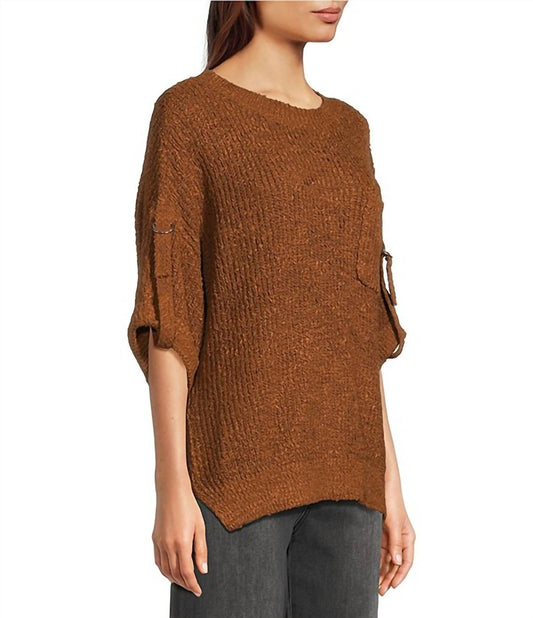 Tru Luxe - Roll Sleeve Crew Neck Sweater