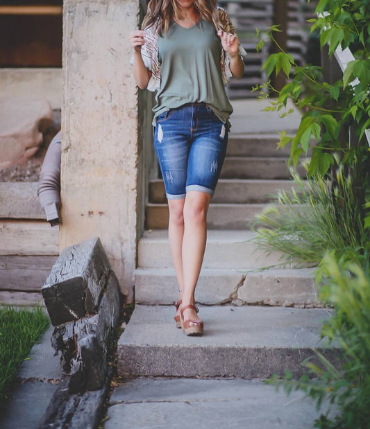 Color Swatch - Peyton Bermuda Denim Shorts