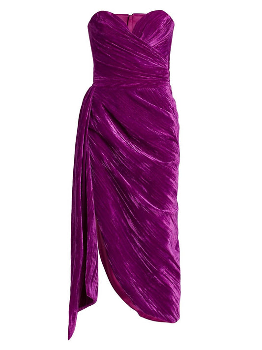 Draped velvet Midi Dress