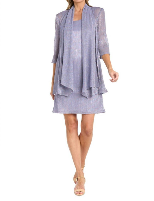 R&M Richards - Solid Metallic Jacket Dress Set