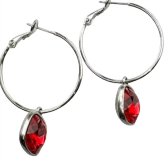 Pink Panache - Women's Crystal Medium Hoop Earrings