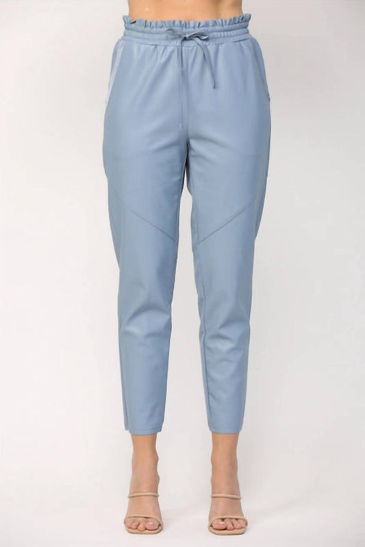 Fate - FAUX LEATHER DRAWSTRING WAIST PANTS
