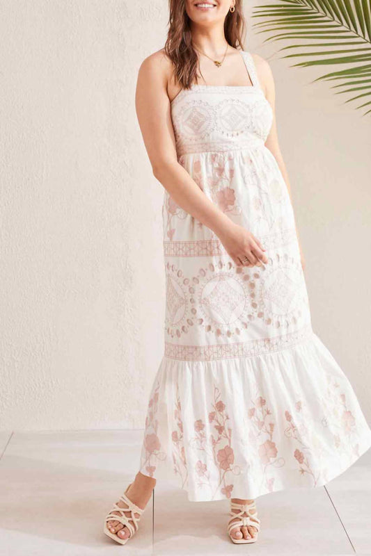 Tribal - Sleeveless Square Neck Maxi Dress