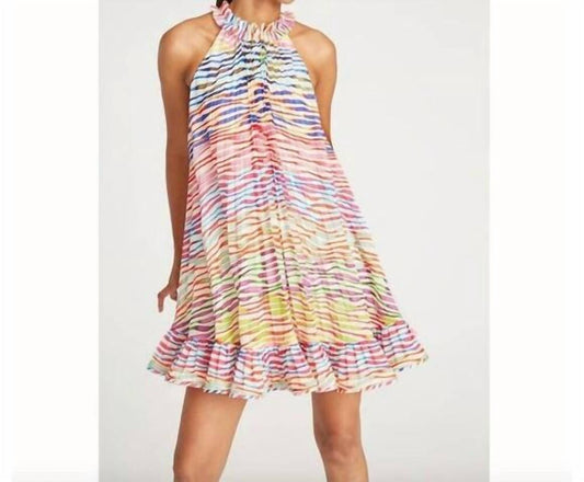 Amur - Estfan Pleated Ruffled Printed Crepe de Chine Mini Dress