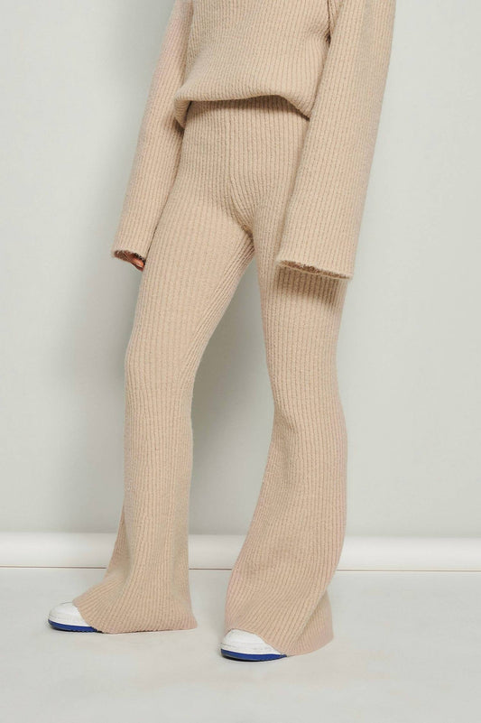 RIBBED-KNIT STRAIGHT-LEG PANTS