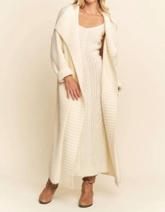 Davi & Dani - Sweater Knit Cable Longline Dress & Cardigan Set