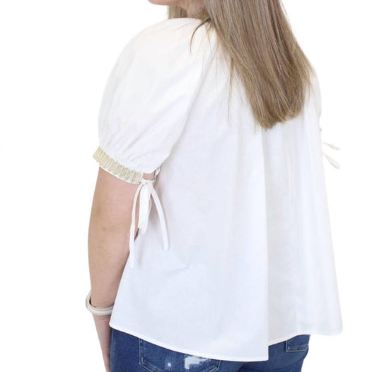 Heyson - Embroidered Trim And Bow Detail Top