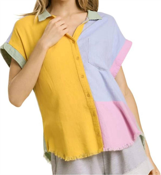 Umgee - Color Block Gauze Top