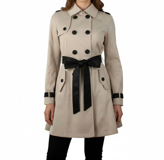 Ina Fashion - Double Breasted Belted Trench Coat