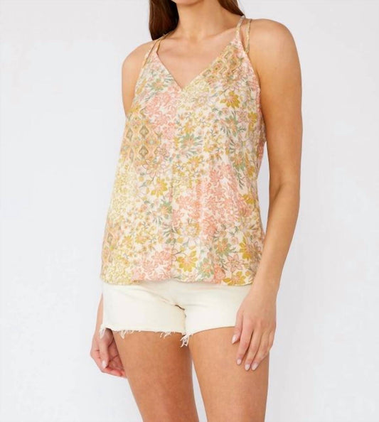 Lovestitch - Women's Bohemian Floral V Neck Racerback Tank Top