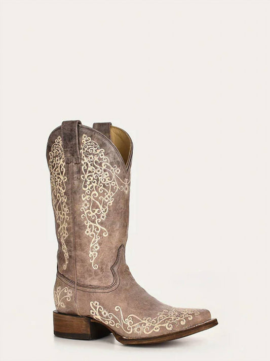Corral - Women's Crater Bone Embroidery Square Toe Boots