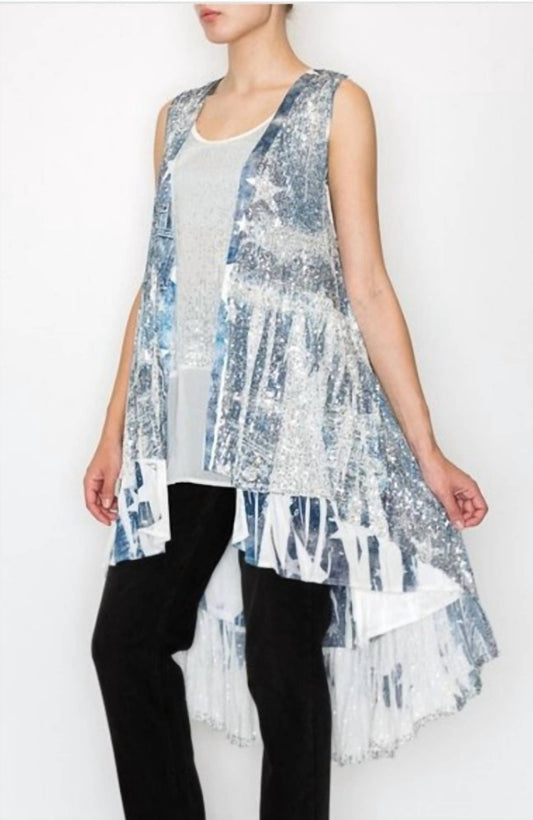 Denim Star Sequin Vest