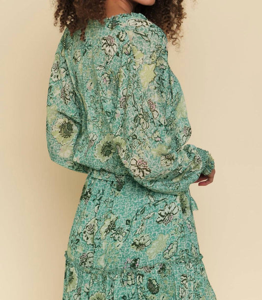 Smocked Bottom Peasant Chiffon Blouse