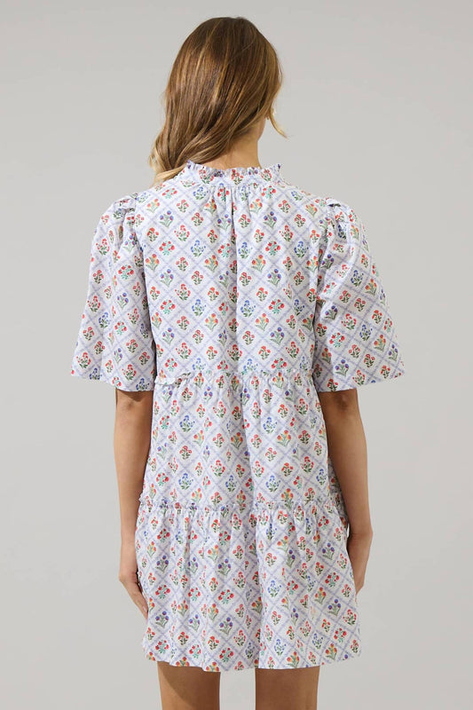 Sugarlips - Lara Floral Dixie Split Neck Shift Dress