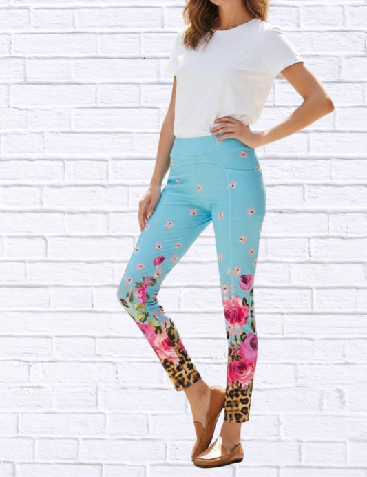 Calypso - Daniela Sienna Print Stretch Knit Leggings