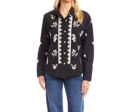 Karen Kane - Long Sleeve Embroidered Shirt