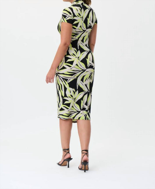 Leaf Print Wrap Style Dress