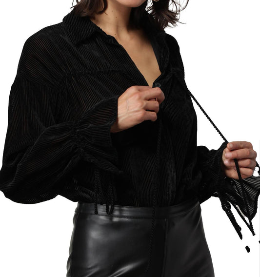 Line And Dot - Michelle Velvet Stripe Blouse