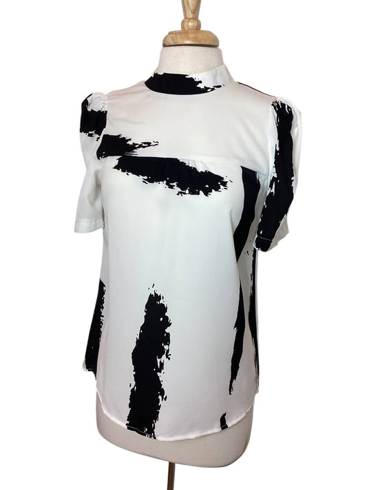 Ninexis - Women's Short Sleeve Tie Back Neck Blouse