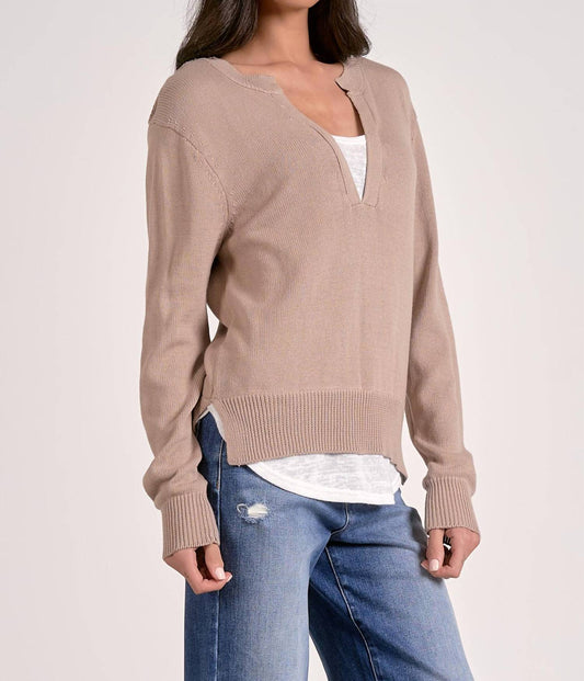 Elan - Angela V Neck Sweater Tee Combo