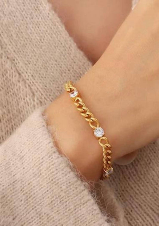 Moon Ryder - 18k Gold Plated CZ Cuban Bracelet