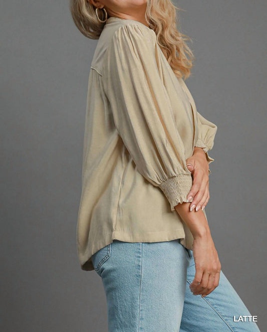 Umgee - Curvy Piper Split Neck Top